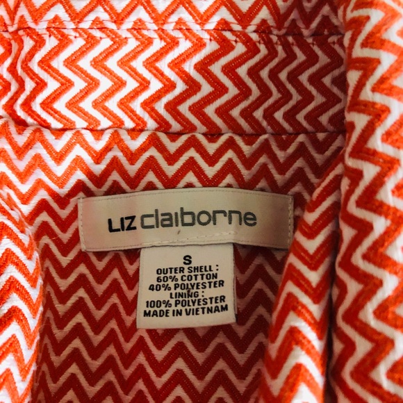 LIZ CLAIBORNE Orange and White Chevron Blazer - Picture 4 of 5